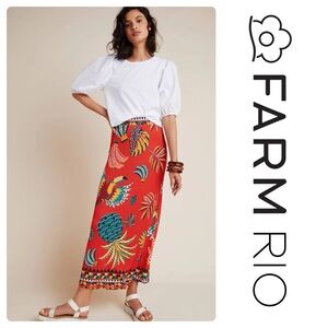 FARM RIO Gabriela Knit Maxi Bohemian Skirt Artsy XL Vacation